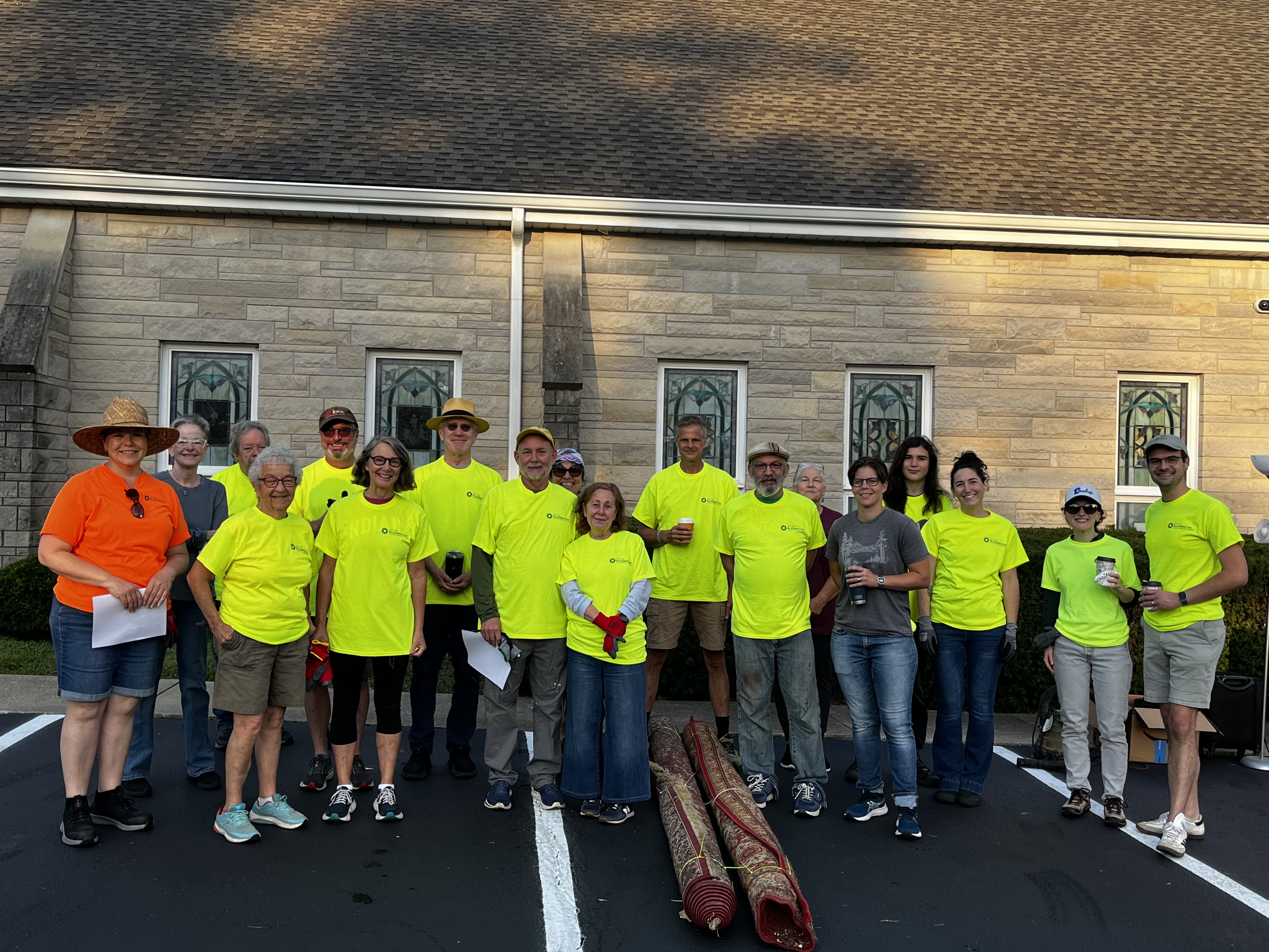 group photo of Bryan Park volunteers at the start of their neighborhood cleanup day 