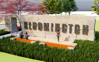Artist rendering by Rundell Ernstberger Associates of the Miller-Showers revised gateway design